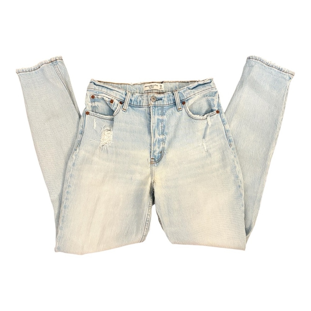Abercrombie Light Blue Distressed High Rise Skinny Jean 28/6 L long